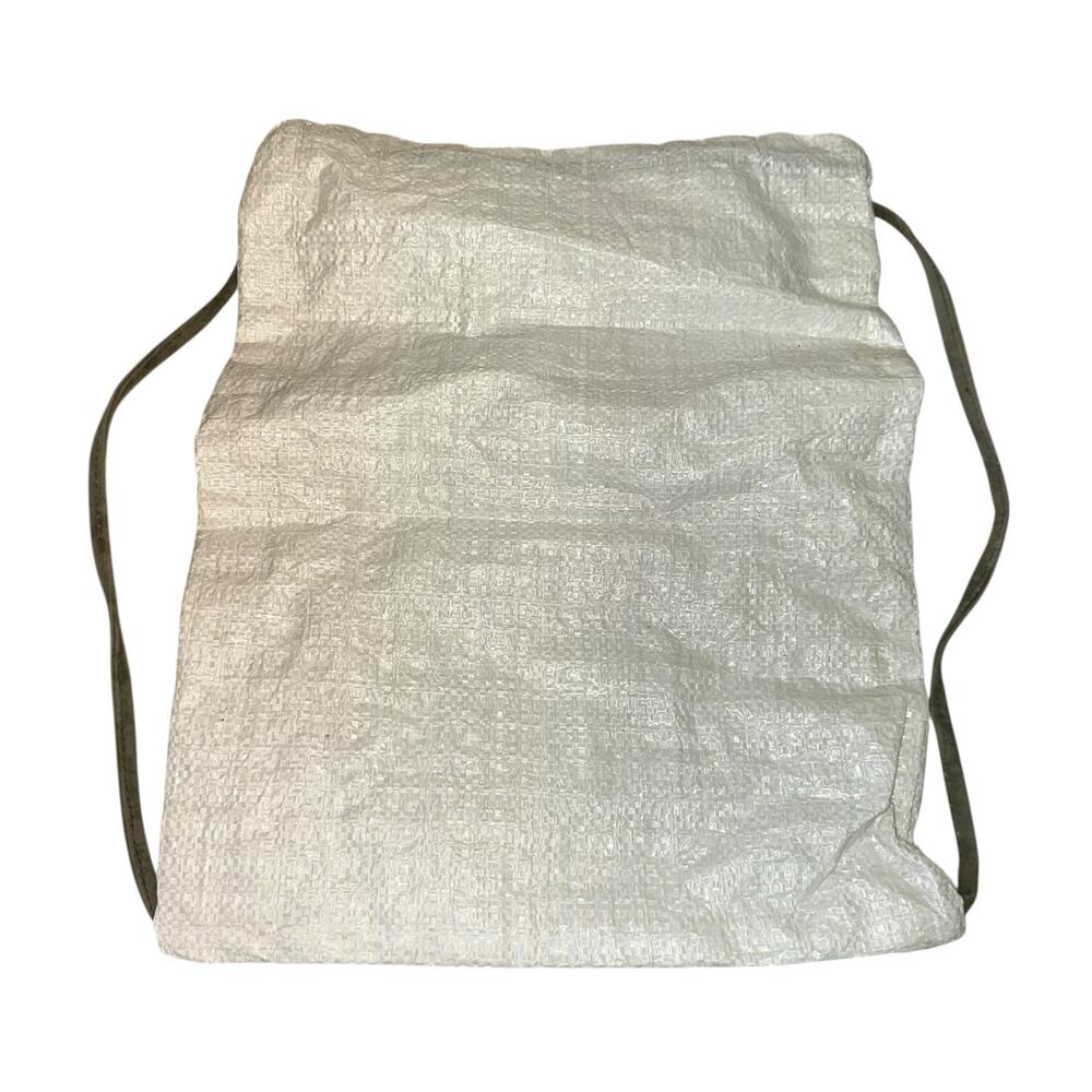 Beba Drawstring Backpack White Woven Sack Bag Minimalist Lightweight Gym Travel - Picture 4 of 6